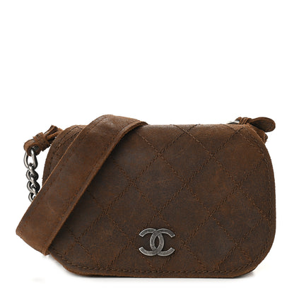 Chanel Nubuck Stitched Small Highlander Messenger Brown 1 of 11