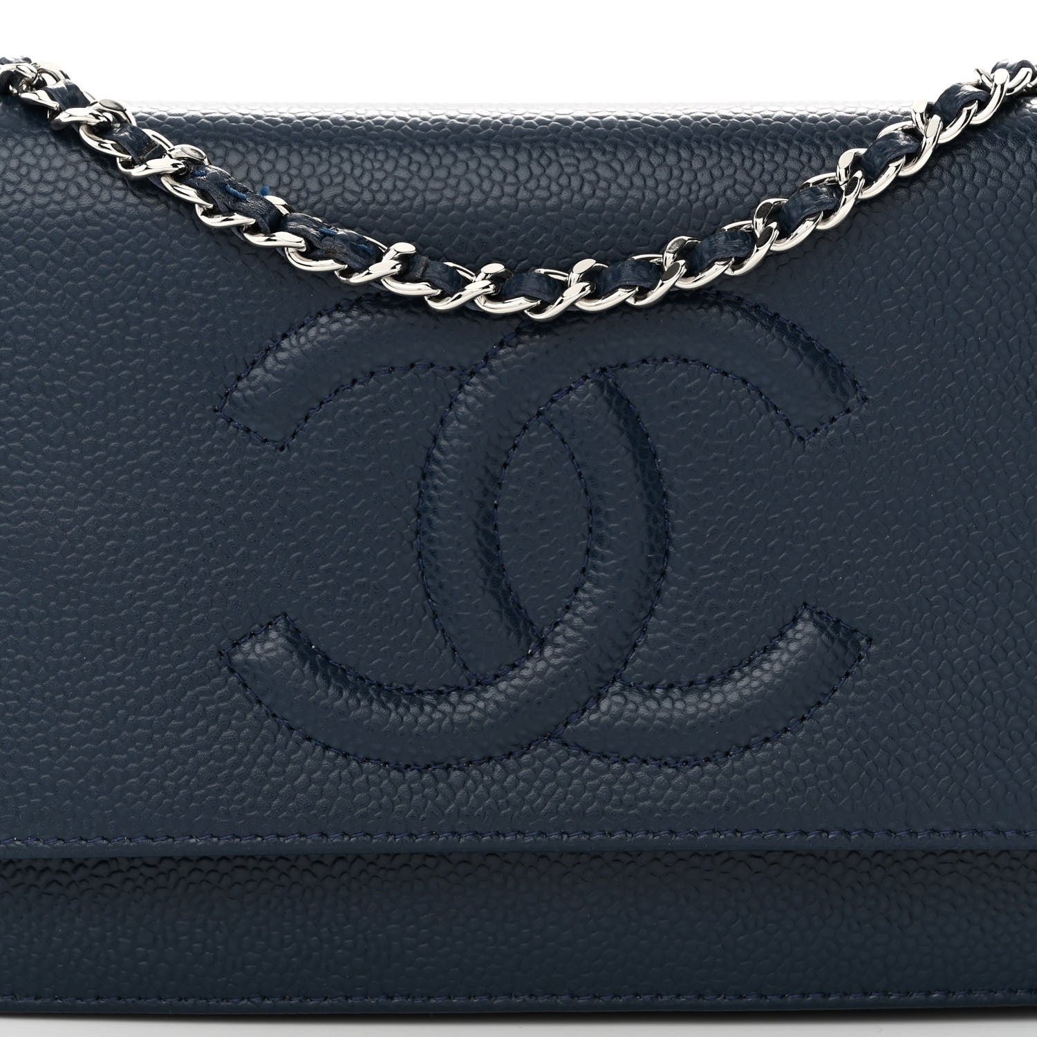 Chanel Caviar Timeless CC Wallet on Chain WOC Navy Blue 9 of 12