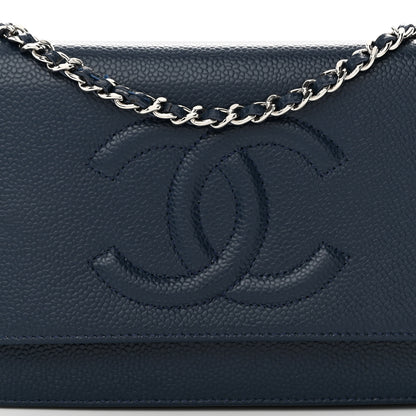 Chanel Caviar Timeless CC Wallet on Chain WOC Navy Blue 9 of 12