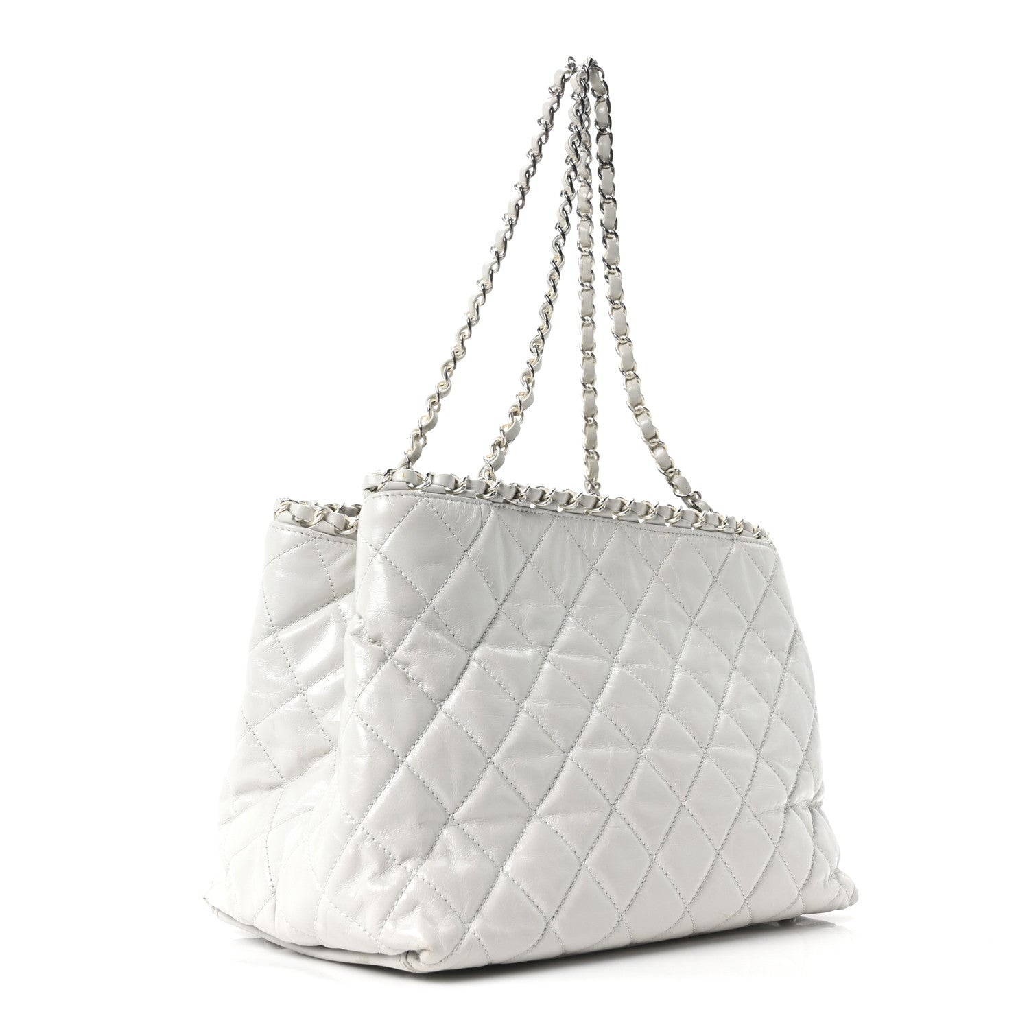 Chanel Glazed Calfskin Quilted Small Chain Me Tote Dark White 3 of 10