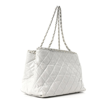 Chanel Glazed Calfskin Quilted Small Chain Me Tote Dark White 3 of 10