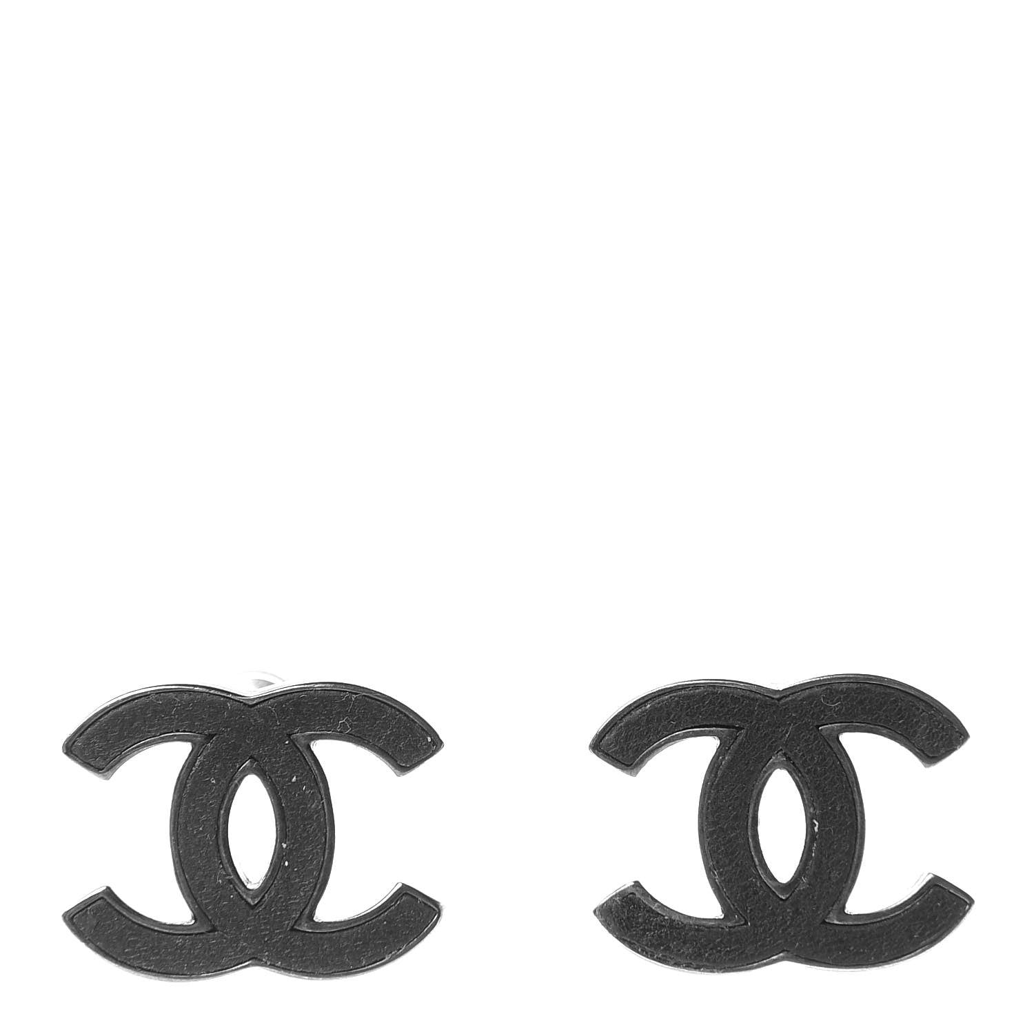 Chanel Lambskin CC Earrings Black 1 of 5