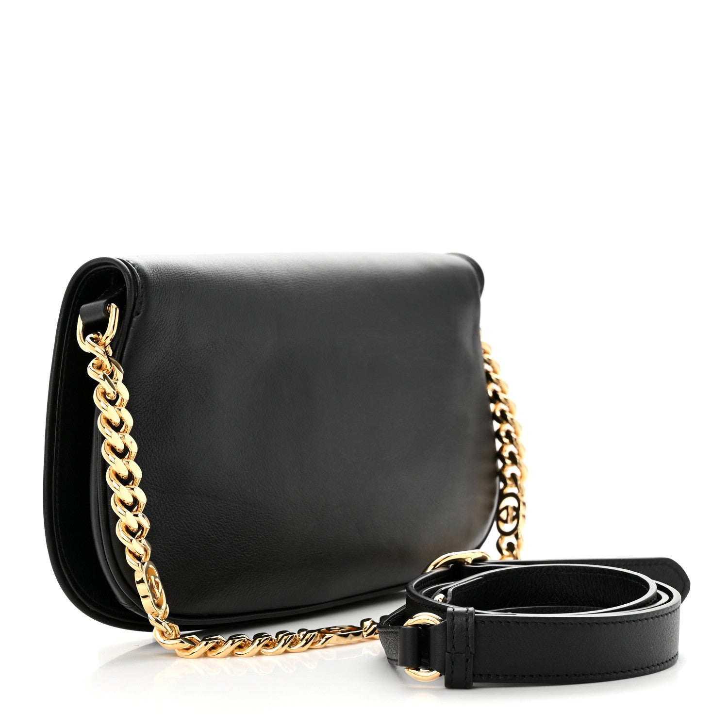 Gucci Roxy Calfskin Blondie Chain Shoulder Flap Bag Black 3 of 13