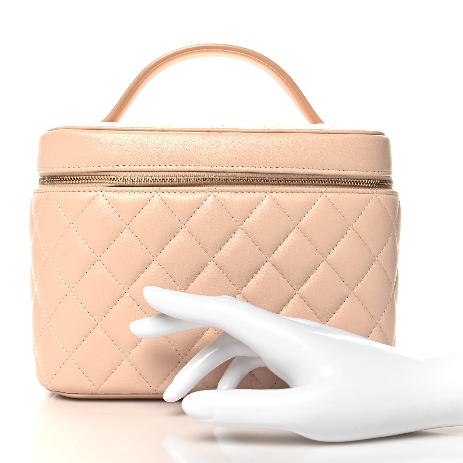 Chanel Lambskin Quilted Large Vanity Pouch Beige Clair 2 of 8