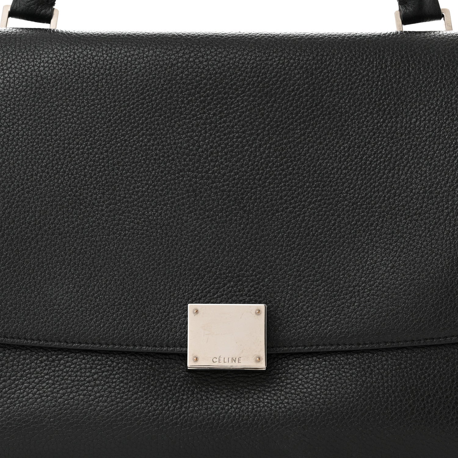 Celine Drummed Calfskin Suede Small Trapeze Black 7 of 13