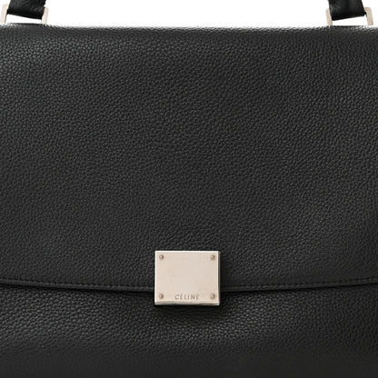Celine Drummed Calfskin Suede Small Trapeze Black 7 of 13