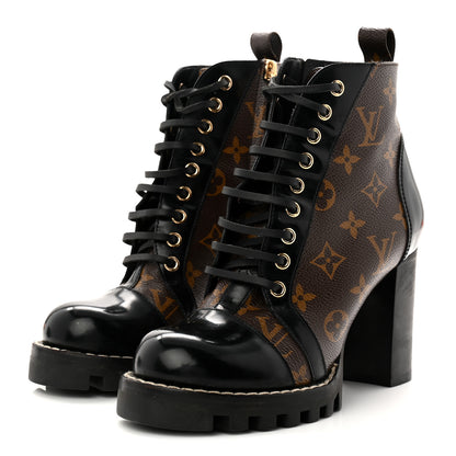 Louis Vuitton Patent Calfskin Monogram Star Trail Ankle Boots 37.5 Black 4 of 9