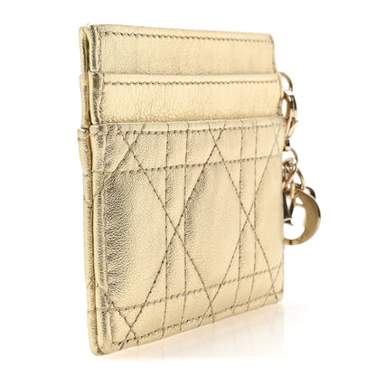 Christian Dior Metallic Calfskin Cannage Lady Dior Freesia Card Holder Gold 3 of 7