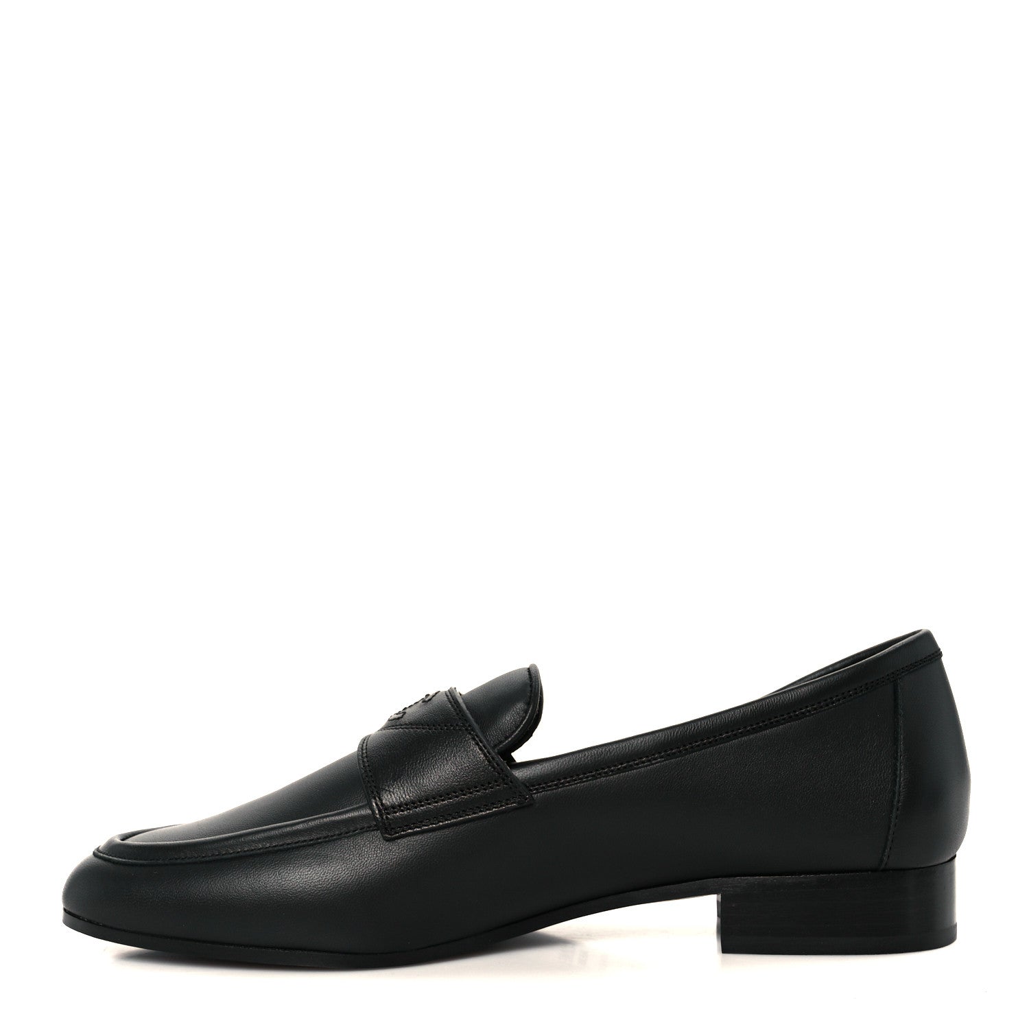 Chanel Calfskin Womens Stitched CC Loafers 38 Black 1 of 10