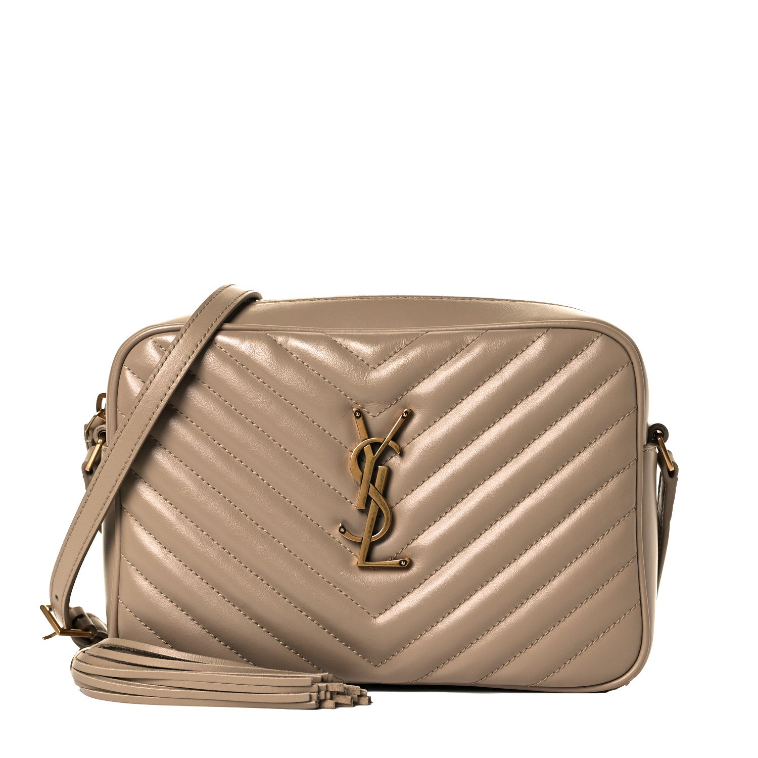 Saint Laurent Calfskin Matelasse Monogram Lou Camera Bag Dark Beige 1 of 7
