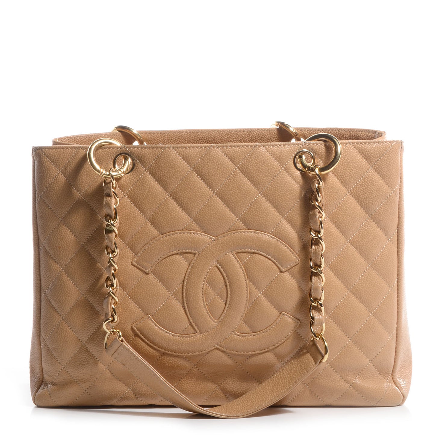 Caviar Quilted Grand Shopping Tote GST Beige