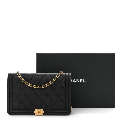 Chanel Caviar Quilted Boy Wallet On Chain WOC Black 13 of 13