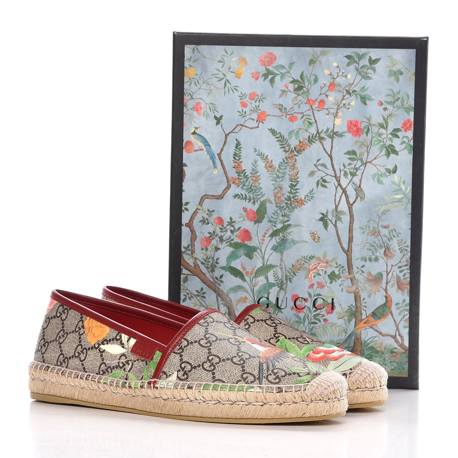Gucci GG Supreme Monogram Tian Womens Espadrilles 41 Beige Multicolor Red 10 of 10