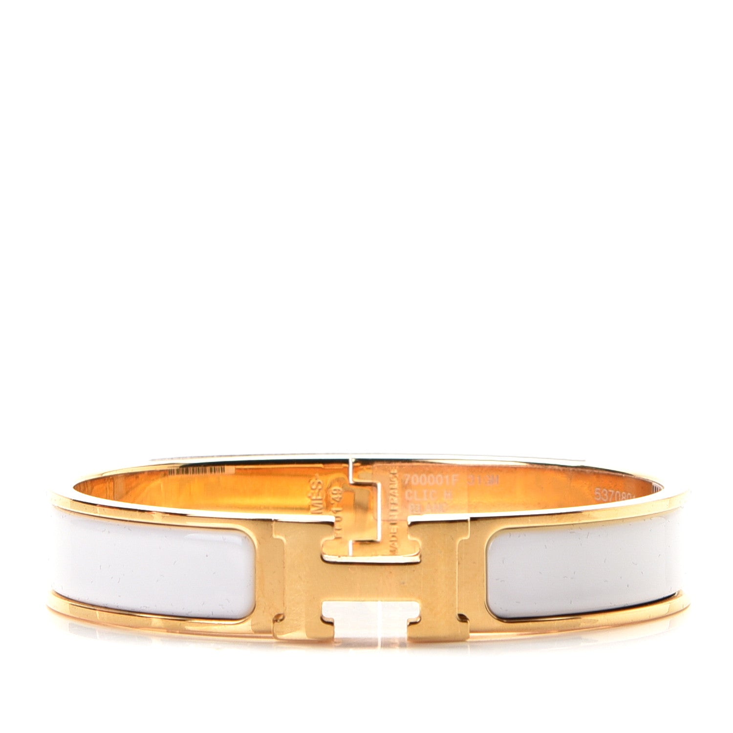 Hermes Enamel Narrow Clic Clac H Bracelet GM White 1 of 6