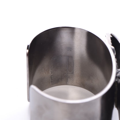Chanel Baguette Crystal CC Bow Cuff Black Silver 5 of 7