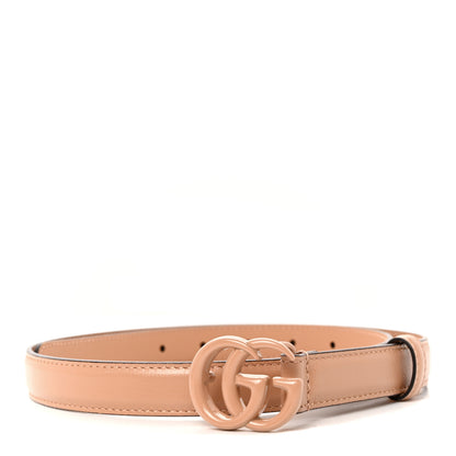 Gucci Azalea Calfskin Enamel Monochrome Double G 20mm Belt 80 32 Camelia 1 of 5
