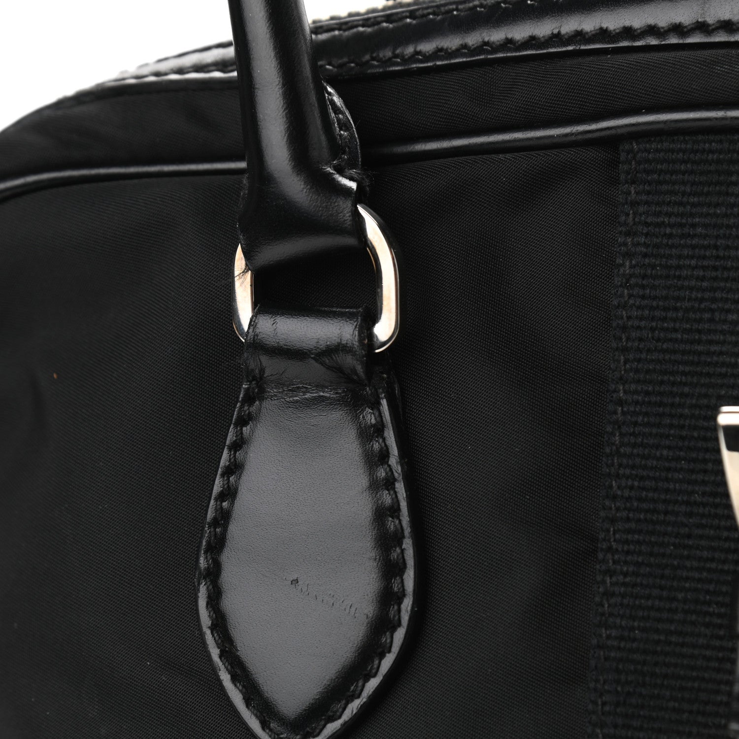 Prada Tessuto Nylon Box Calf Bowling Bag Black 13 of 14