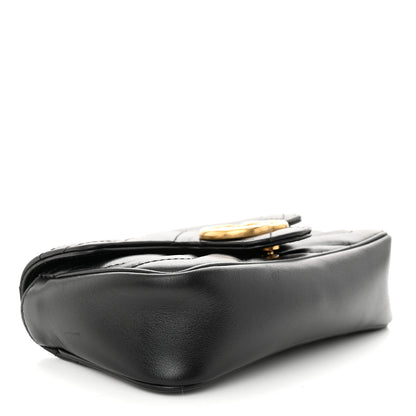 Gucci Calfskin Matelasse Super Mini GG Marmont Shoulder Bag Black 4 of 11