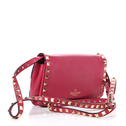 Valentino Garavani Vitello Mini Rockstud Flap Saddle Crossbody Bag Cyclamin 3 of 15