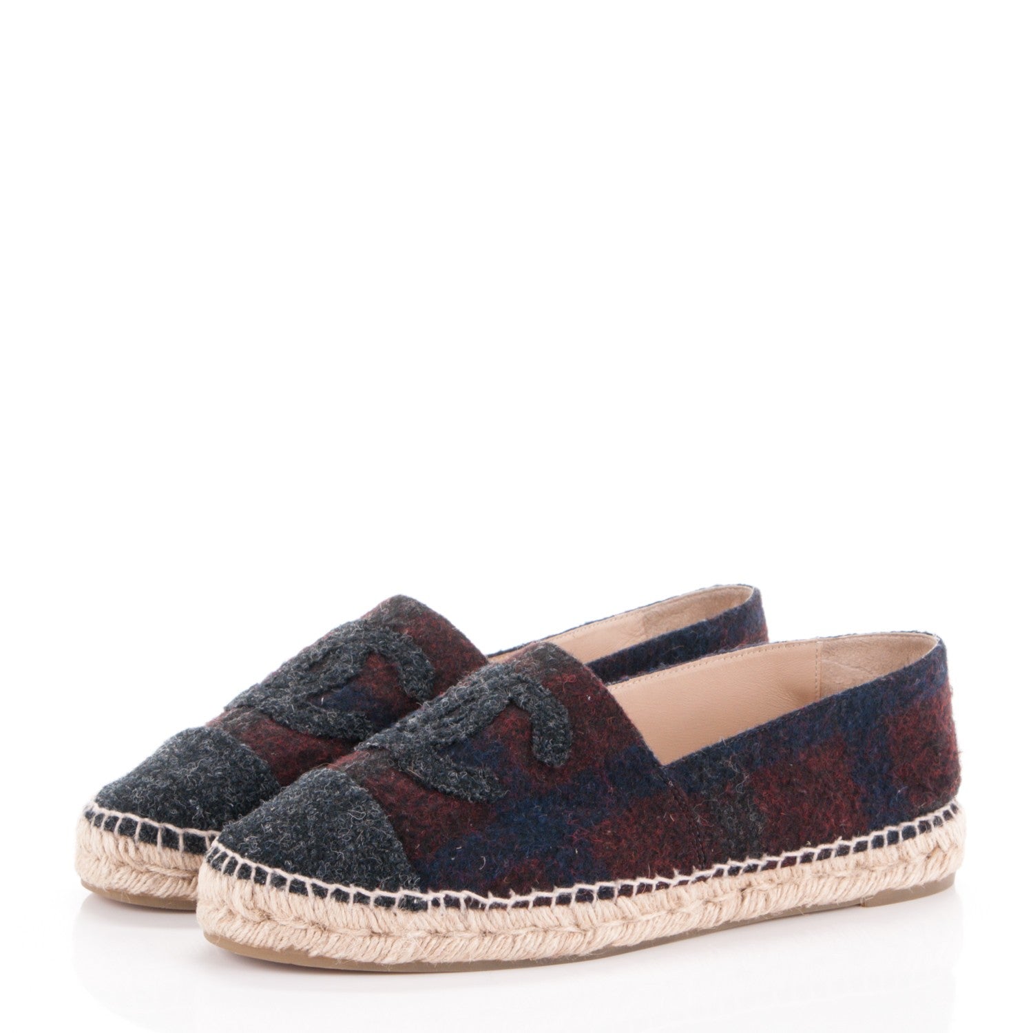 Chanel Flannel CC Espadrilles 40 Navy Dark Red 3 of 10