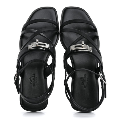 Hermes Calfskin June Sandals 36 Black 2 of 11