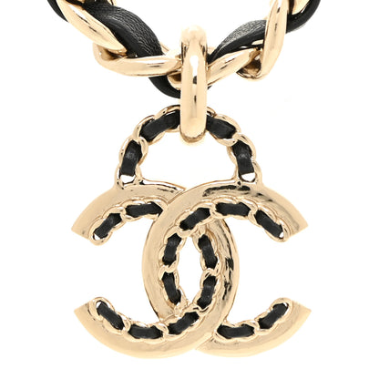 Chanel Metal Lambskin CC Choker Necklace Black Gold 4 of 5