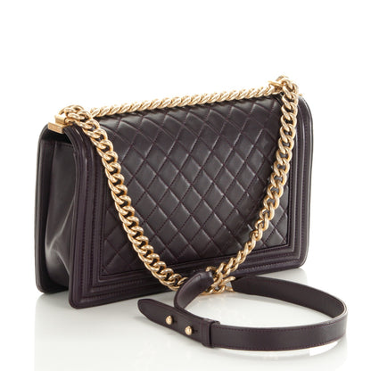 Chanel Lambskin Quilted New Medium Boy Flap Dark Purple 4 of 7