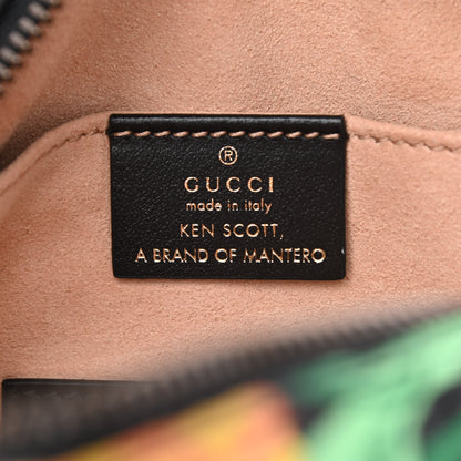 Gucci X KEN SCOTT Calfskin Matelasse Floral Print Mini GG Marmont Chain Shoulder Bag Black Pink 6 of 9