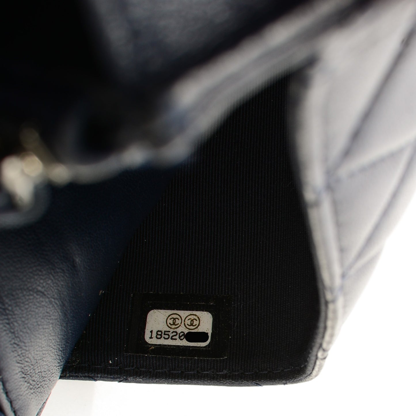 Lambskin Quilted Wallet On Chain WOC Navy Blue