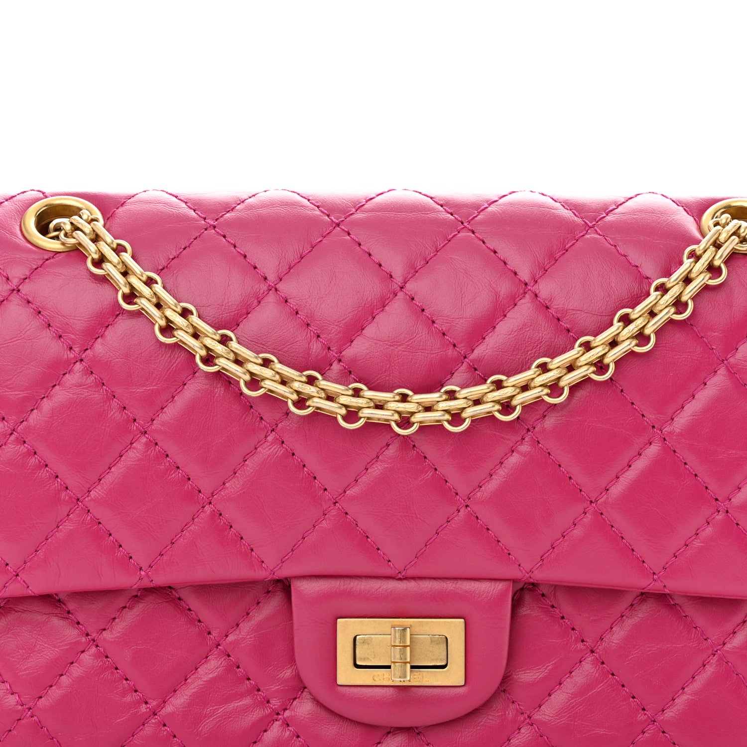 Chanel Aged Calfskin Quilted 2.55 Reissue 225 Flap Fuchsia 8 of 12