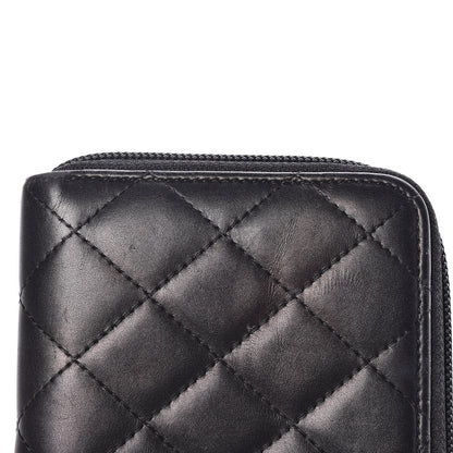 Chanel Calfskin Quilted Cambon Large Gusset Zip Around Wallet Black Silver 10 of 14