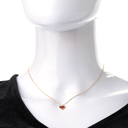 Van Cleef & Arpels 18K Rose Gold Carnelian Sweet Alhambra Heart Pendant Necklace 2 of 6