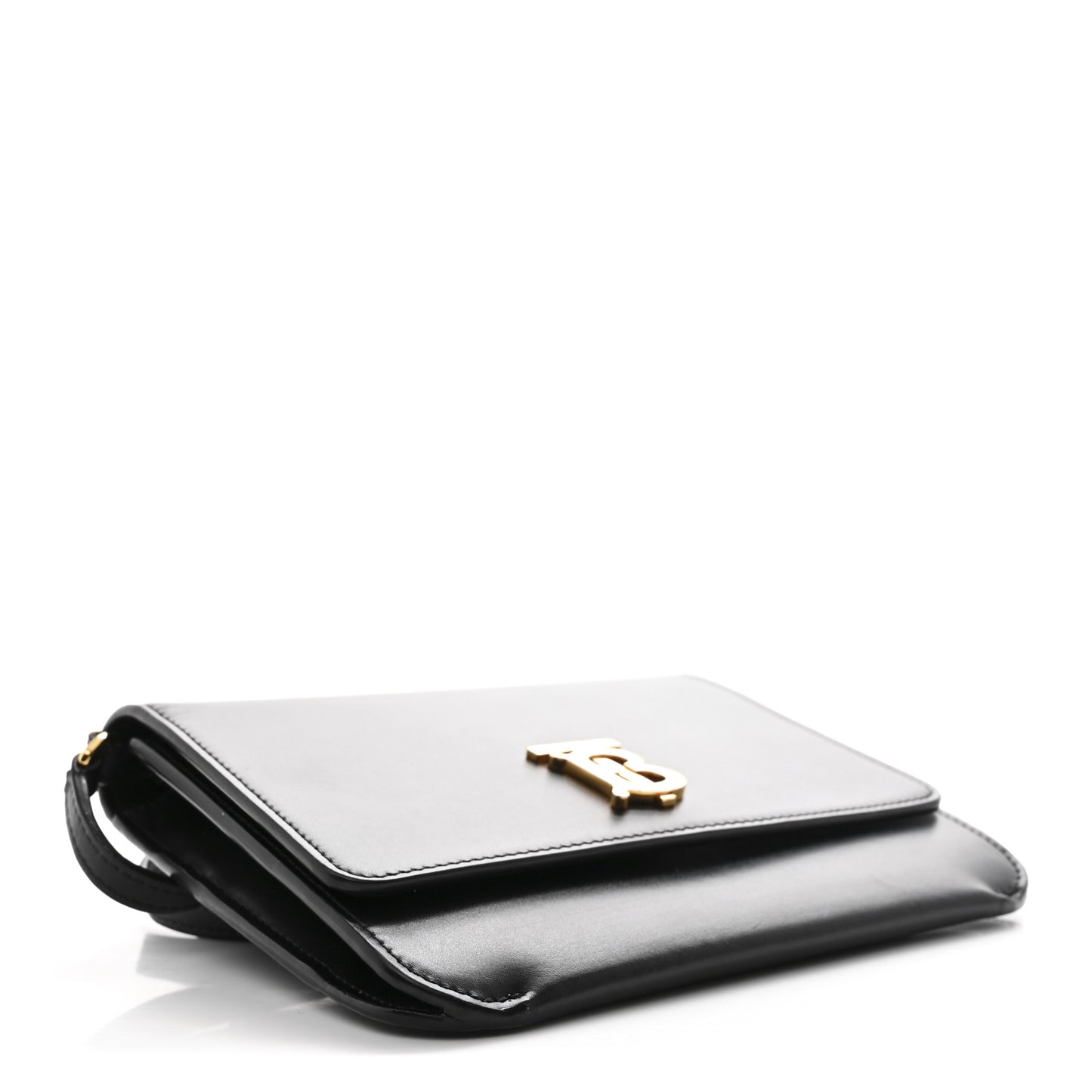 Calfskin Monogram TB Mini Flat Crossbody Bag Black