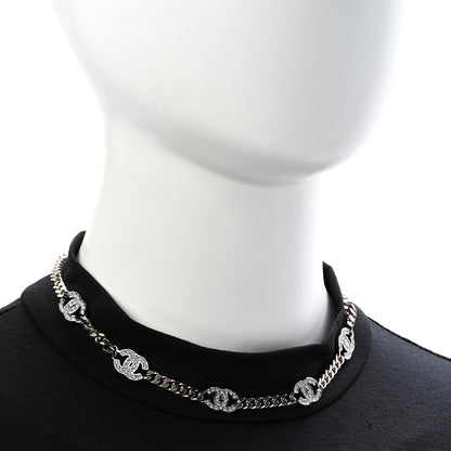 Chanel Crystal Chain CC Link Choker Gold Silver 2 of 7