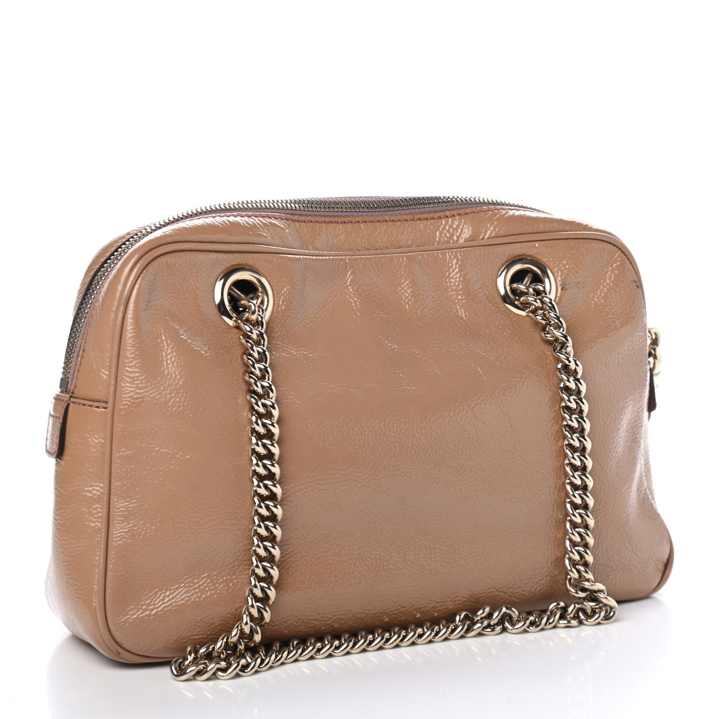 Soft Patent Small Soho Bowler Dark Cipria