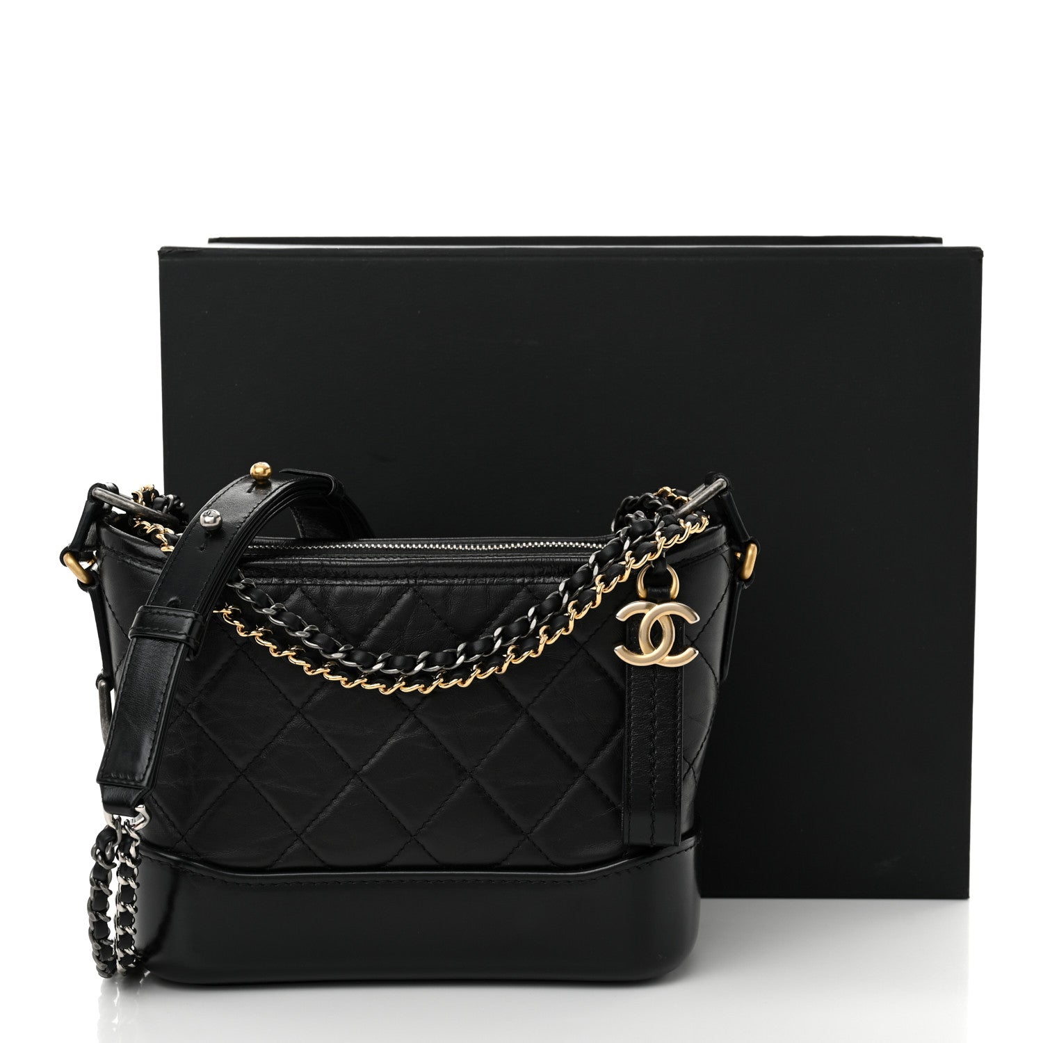 Chanel Aged Calfskin Quilted Small Gabrielle Hobo Black 11 of 11