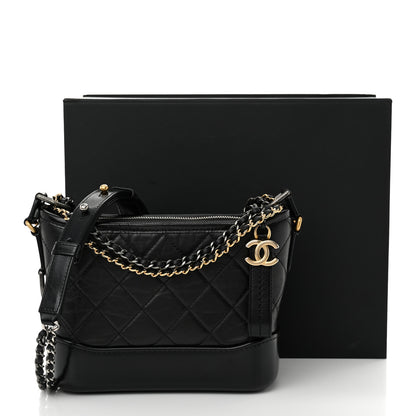 Chanel Aged Calfskin Quilted Small Gabrielle Hobo Black 11 of 11