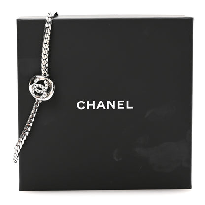 Chanel Metal Crystal CC Choker Necklace Silver 5 of 5