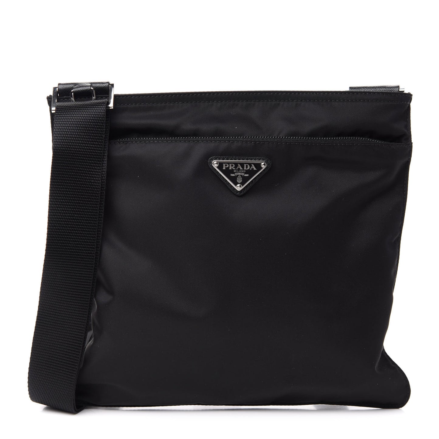 Nylon Vela Small Flat Messenger Bag Black