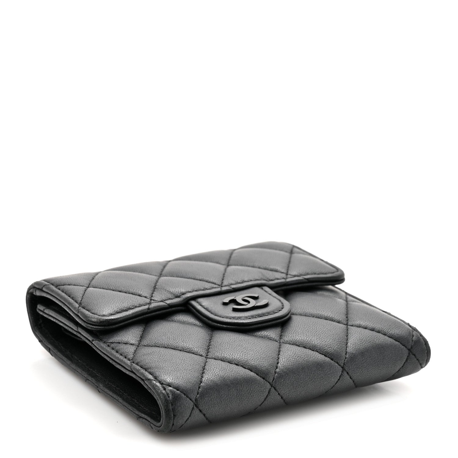 Chanel Lambskin Quilted Compact Flap Wallet So Black 4 of 11