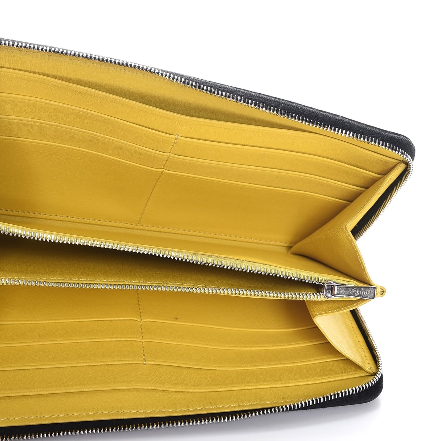 Calfskin Large Zip Around Multifunction Wallet Black Citron