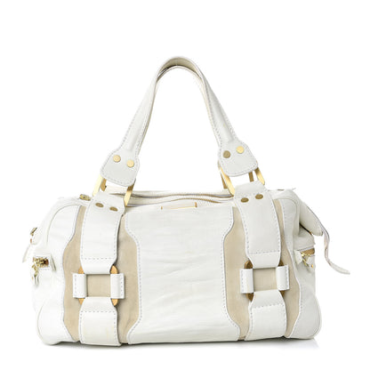 Jimmy Choo Calfskin Suede Malena Satchel White 1 of 13