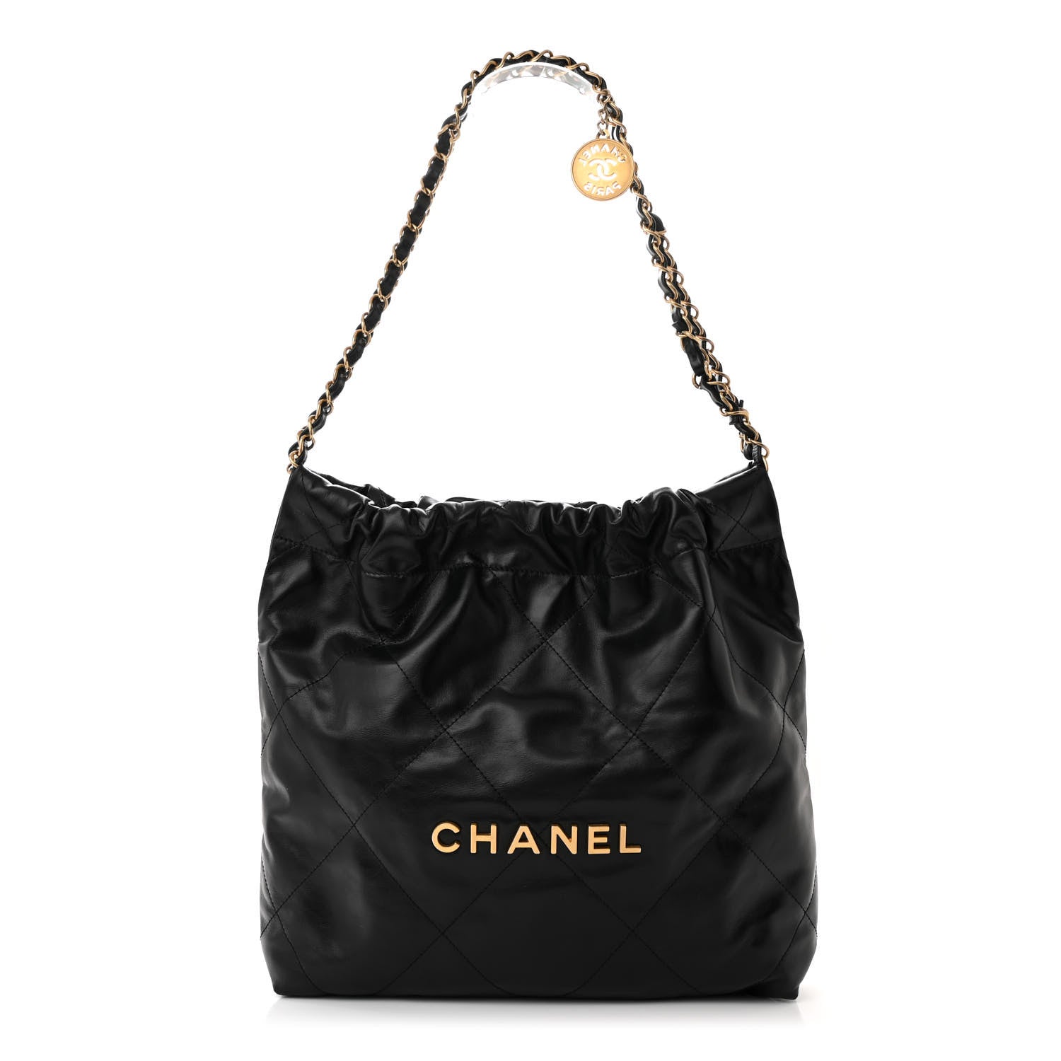 Chanel Shiny Calfskin Quilted Small Chanel 22 Black 1 of 12