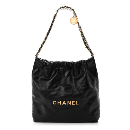Chanel Shiny Calfskin Quilted Small Chanel 22 Black 1 of 12