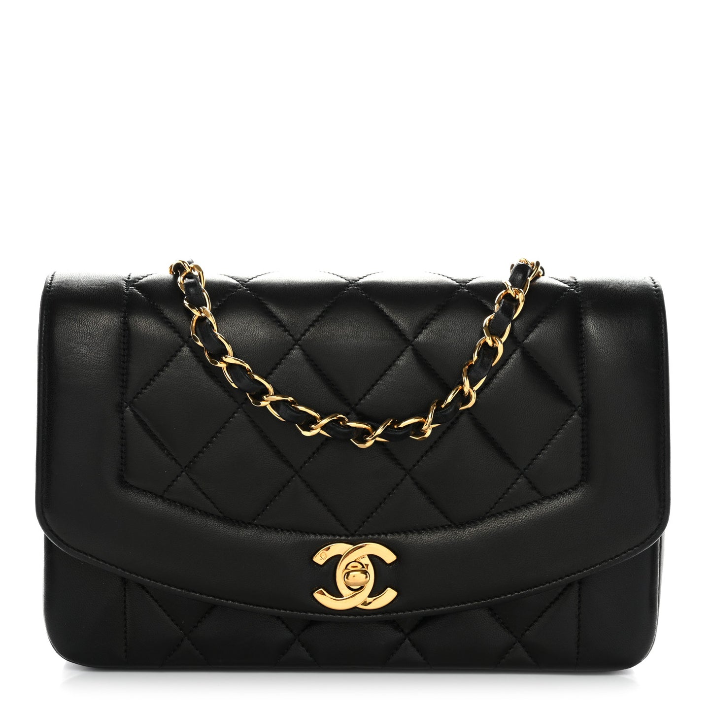 Lambskin Quilted Small Single Flap Black