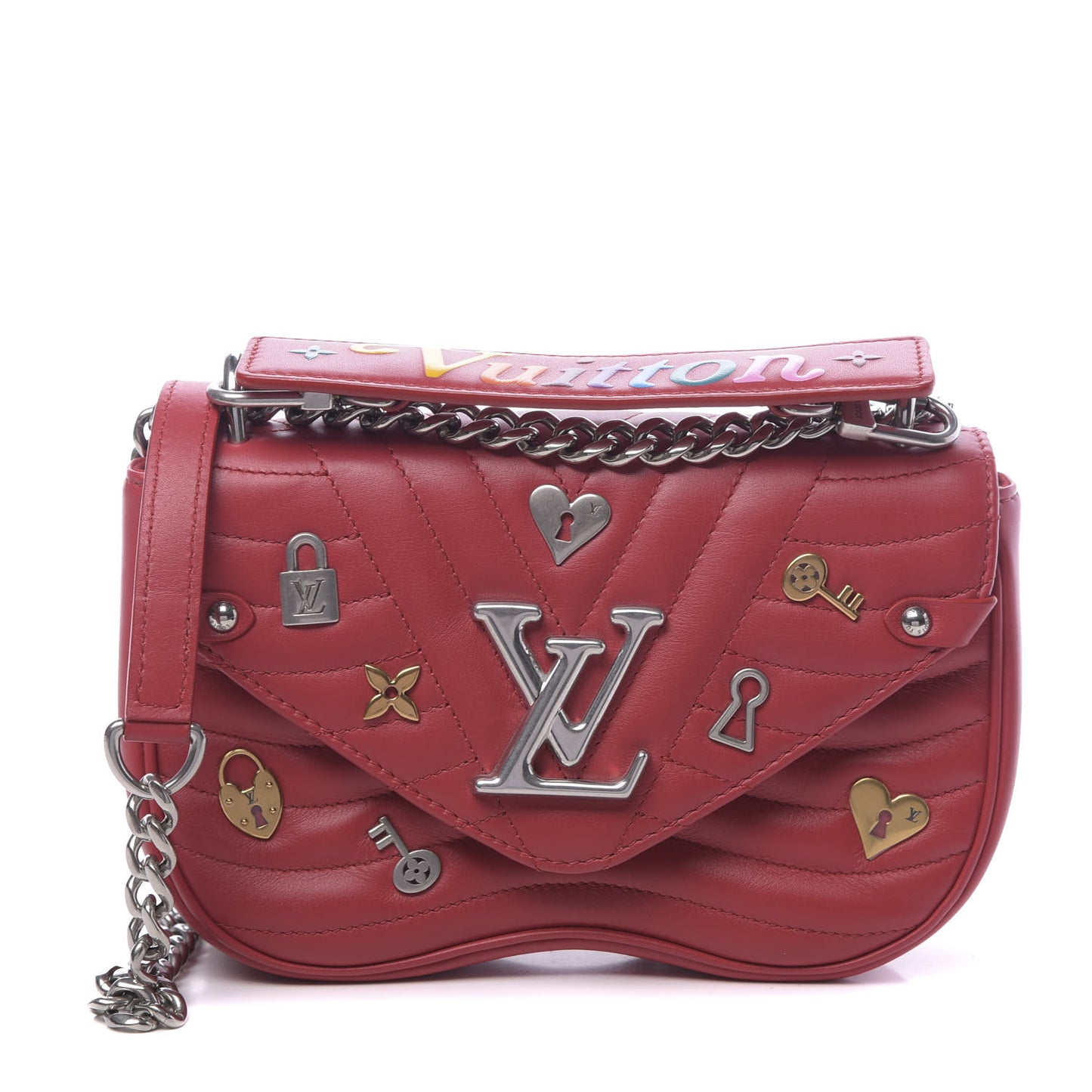 Calfskin Love Lock New Wave Chain PM Red