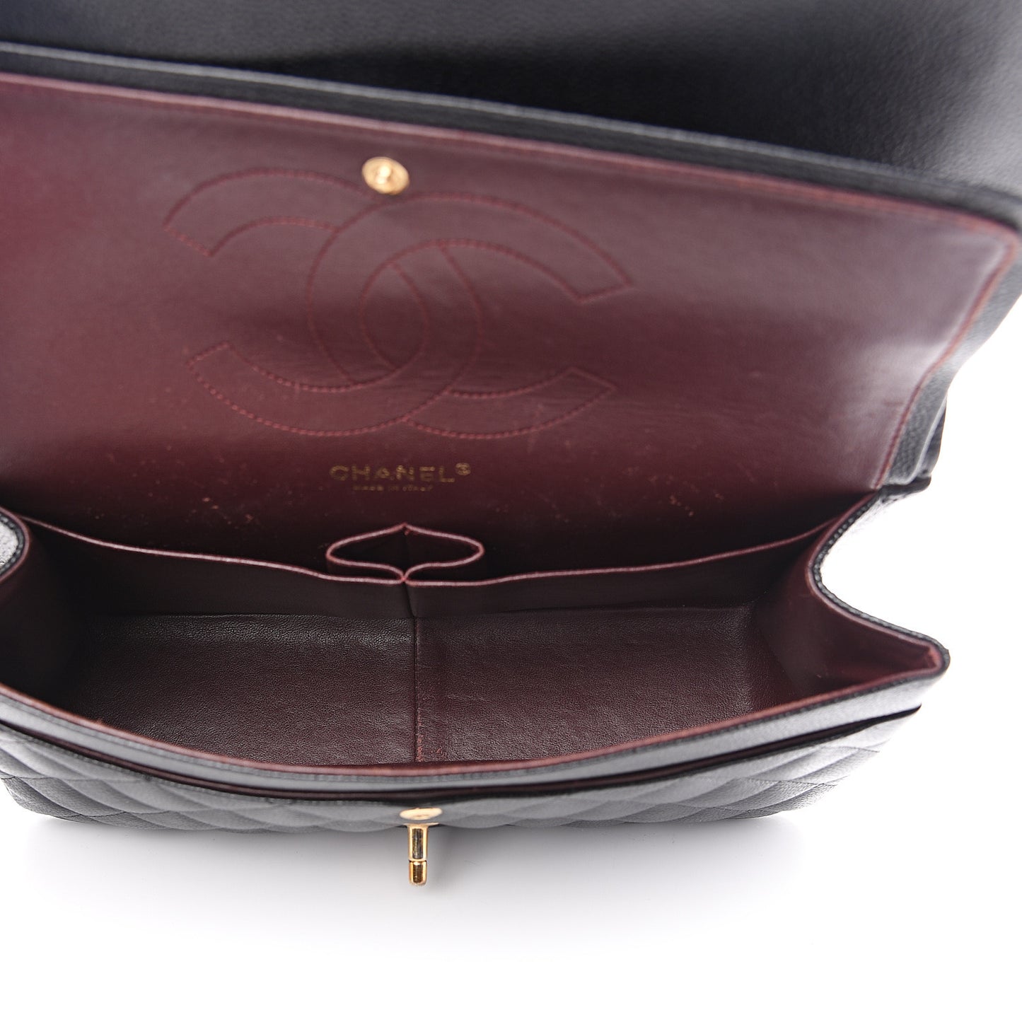 Caviar Quilted Jumbo Double Flap Black