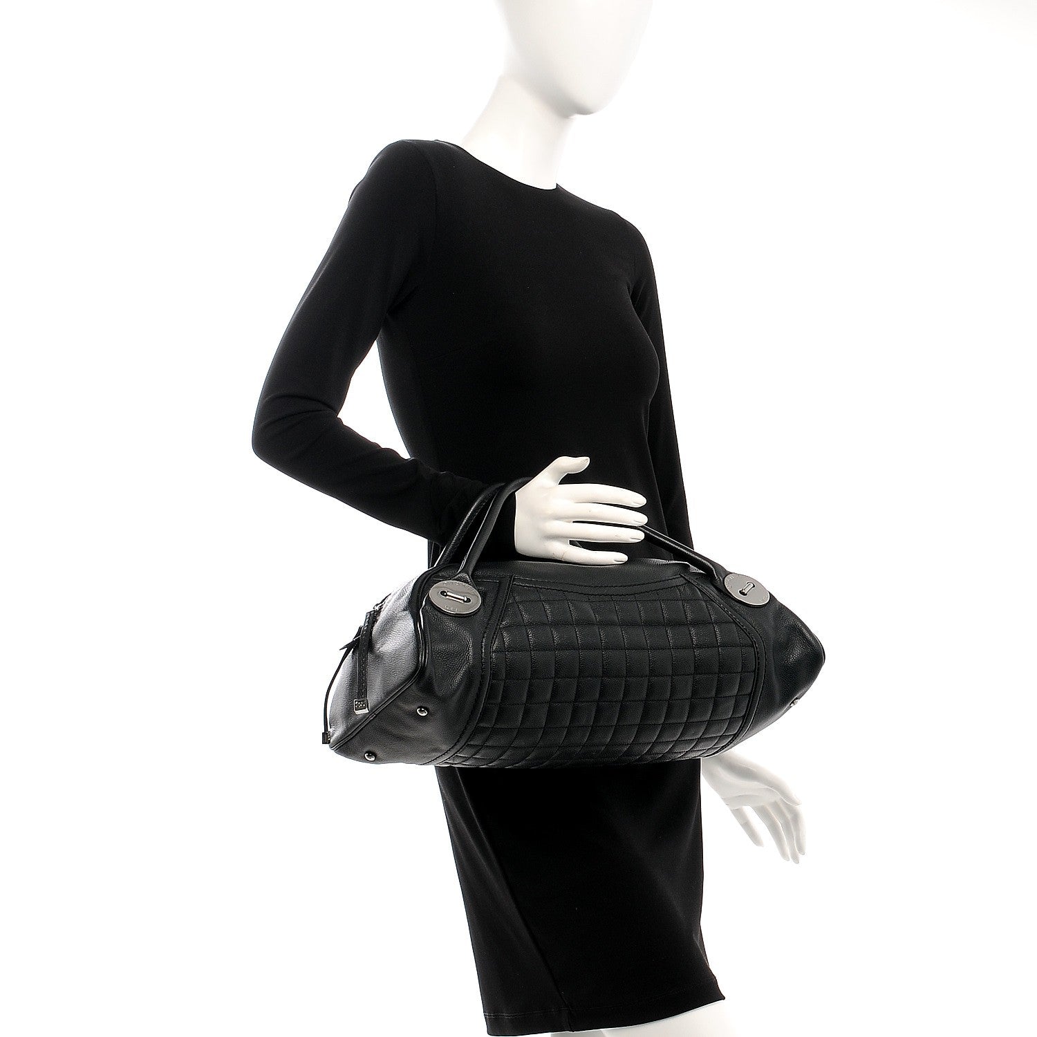 Chanel Caviar Square Quilted Dome Satchel Black 2 of 7
