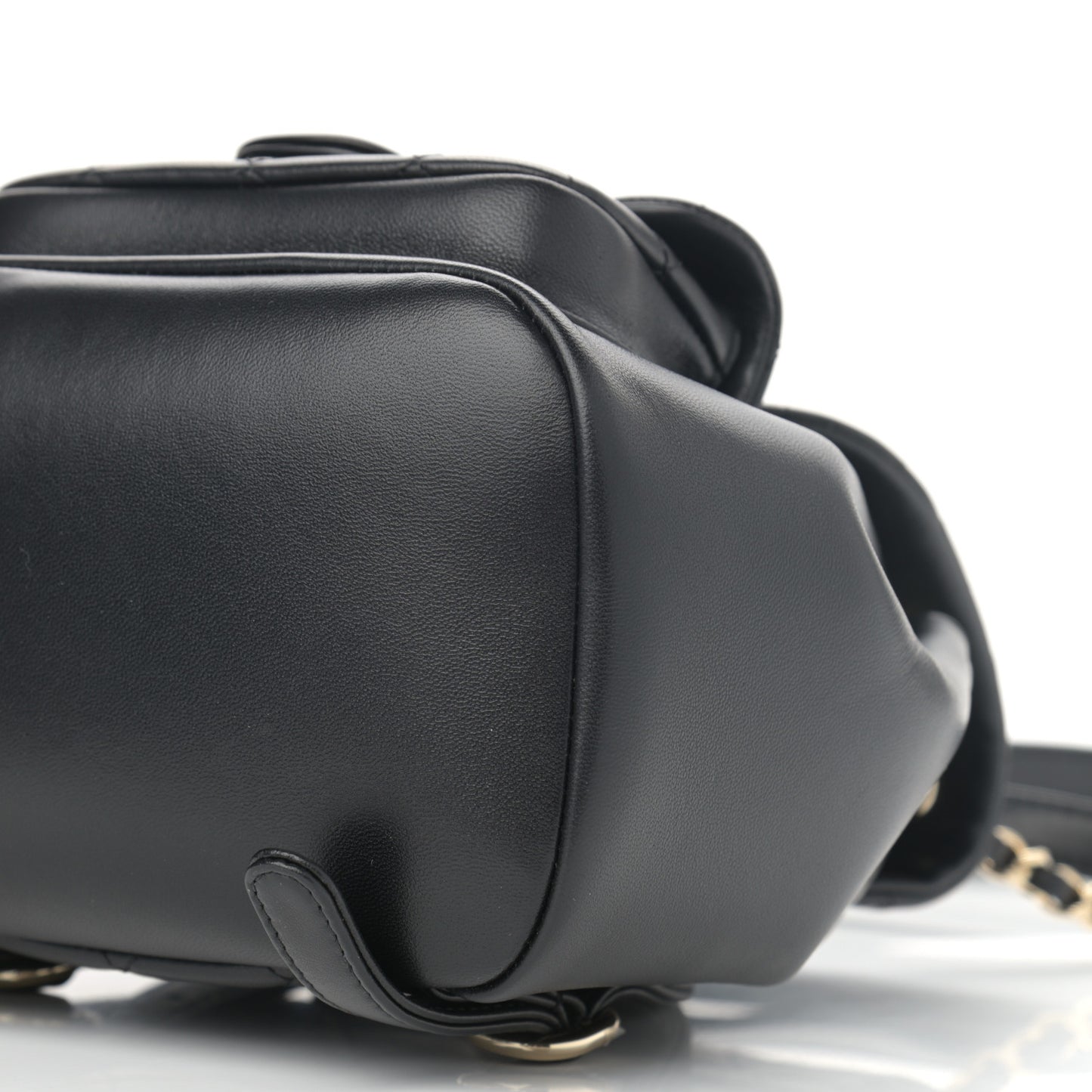 Lambskin Quilted Small Duma Drawstring Backpack Black