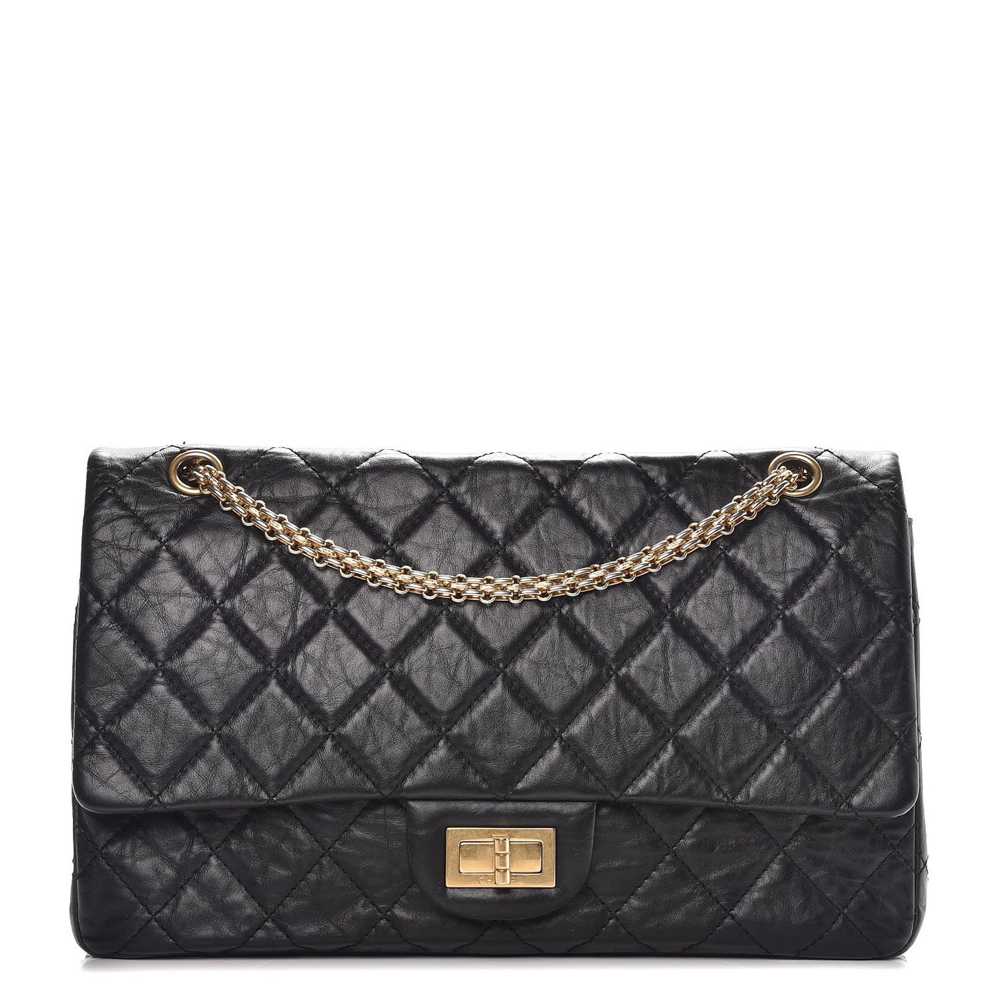 Aged Calfskin Quilted 2.55 Reissue 227 Flap Black